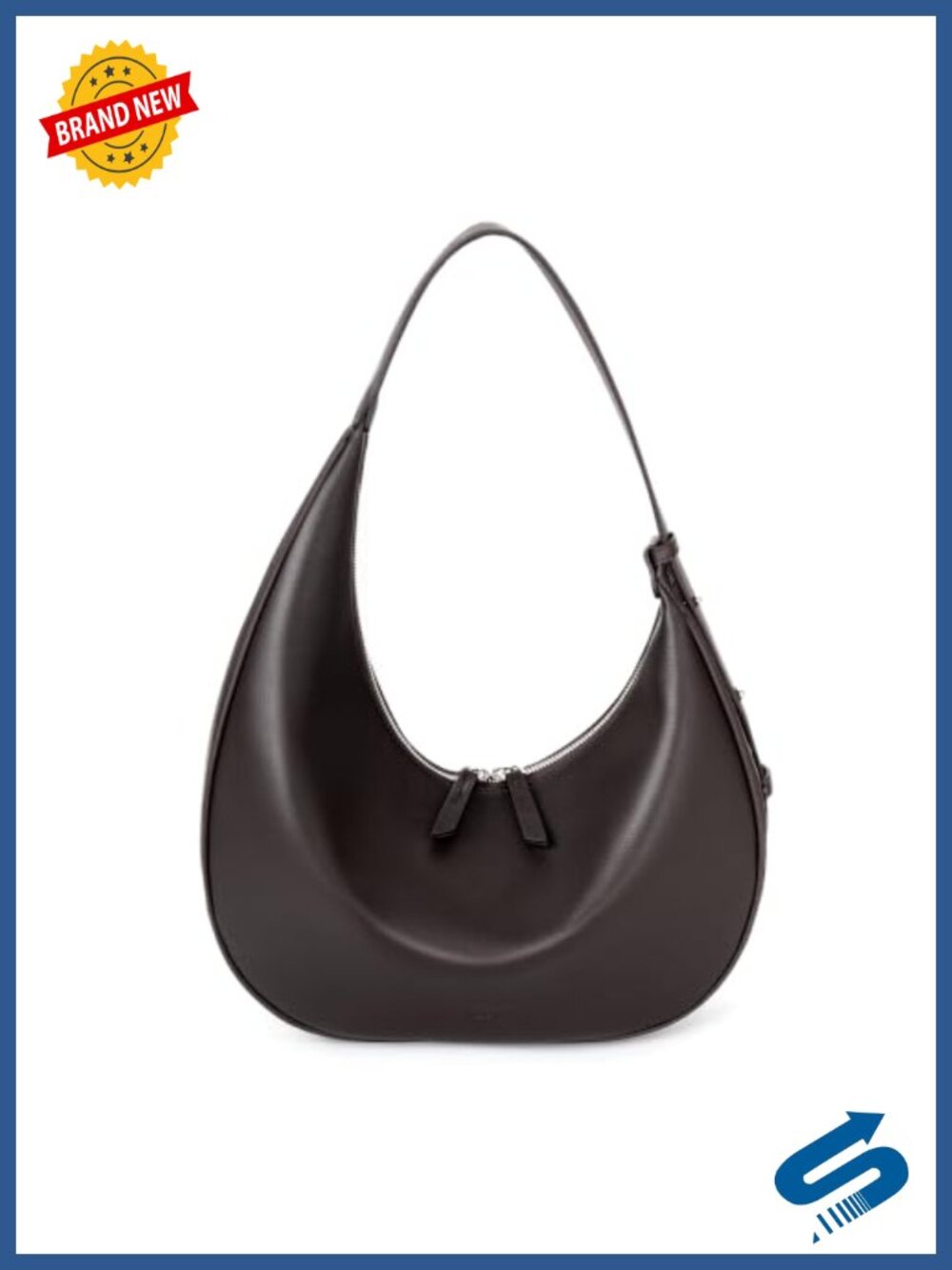 Genuine Leather Slouchy Hobo Crossbody Bag Full Grain Crescent Purse